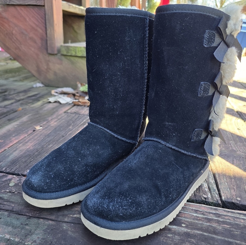 UGG Koolabura, Victoria Tall, Cozy Black, Brown, Bow Boots, Size 6